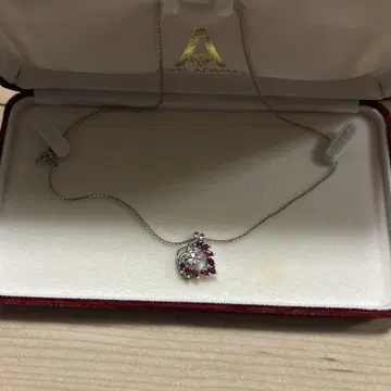 하트 모양 실버 목걸이 다이아몬드 루비