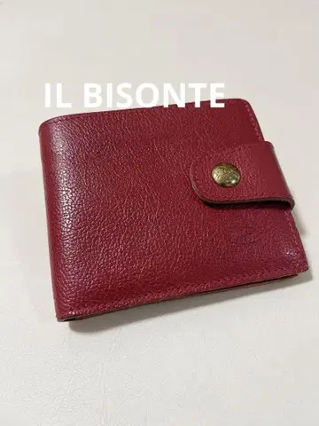 IL BISONTE 일비종떼 두겹 지갑 레드 가죽 미니 지갑