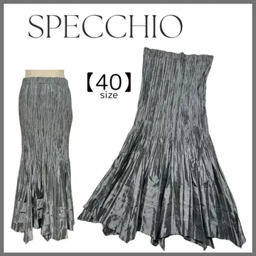 SPECCHIO 스페치오 플리츠 롱 스커트 신축성 실버 40