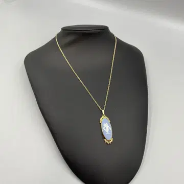 061 웨지우드 파란색 타원형 펜던트 목걸이