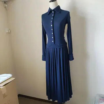 로메오지리 롱 셔츠 원피스 네이비 9AT 빈티지