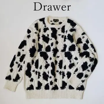 드로어 Drawer 니트 울 핸드 케이블 블랙 화이트