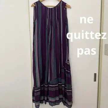 ne quittez pas 멀티 스트라이프 백 리본 원피스 퍼플
