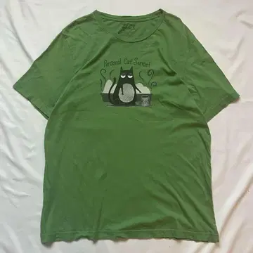 티셔츠 XL 그린 고양이 printed in USA