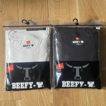 Hanes BEEFY-T 티셔츠 화이트 블랙 2장 세트 L사이즈 비피