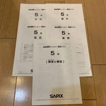 SAPIX 5년 여름 강좌 월간 테스트 2024년 최신