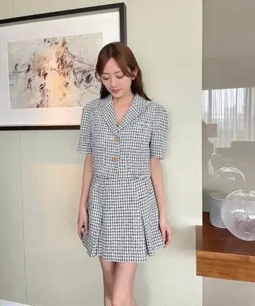 SNIDEL 하프 슬리브 바리에 자켓 미니 스커트 셋업