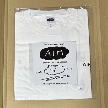 AIM 한정판 디자인 티셔츠 [L] & 친필 사인 포함 미니 색지