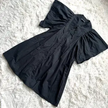 ZARA 자라 셔츠 상의 레이스 블랙 검정 XS