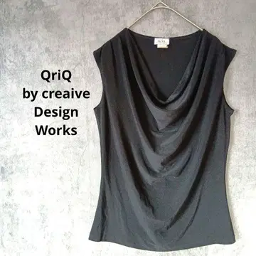 QriQ 블랙 슬리브리스 상의 파티 큐트 청순