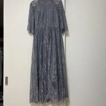 그레이 레이스 롱 드레스