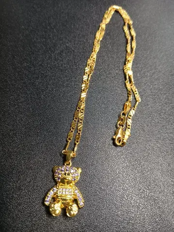 18K 골드 도금 곰 펜던트 목걸이