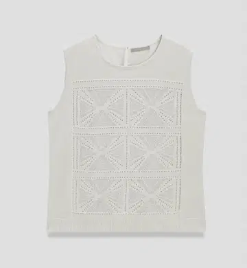 theory luxe 24SS 크로셰 뜨개질 슬리브리스 니트 그레이