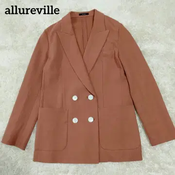 300 새상품급 allureville 피케 더블 브레스트 자켓 린넨 혼방