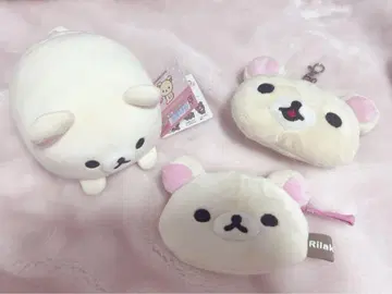 코리락쿠마 3개 세트 패스 케이스 봉제 인형 동전 지갑 파우치