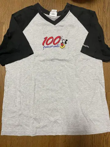 월트디즈니월드 100주년 기념 티셔츠 래글런 티셔츠