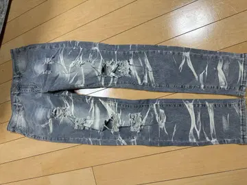 데미지 가공 그레이 데님 팬츠 32