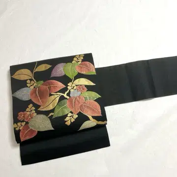 나고야 오비 꽃무늬 금실 블랙 컬러 PO-3260