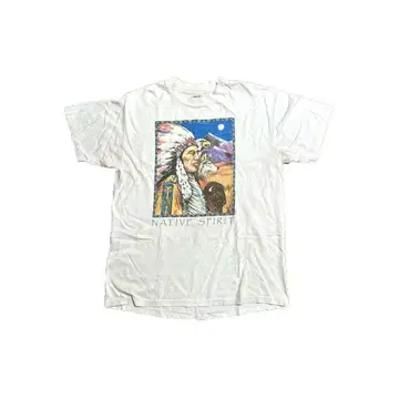 90s USA제 NATIVE SPIRIT 인디언 티셔츠 옅은 핑크
