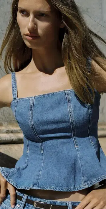자라 ZARA TOPZ1975 데님 스트랩 S 택 포함 새상품