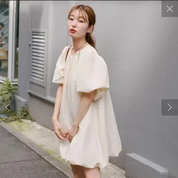 Kastane [앞뒤 2way] 벌룬 개더 5부 소매 튜닉