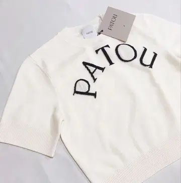 PATOU 파투 자카드 니트 스웨터 반팔 크롭 기장