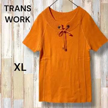 변압기 워크 삼양상회 반팔 레이스업 리브 니트 티셔츠 XL 오렌지