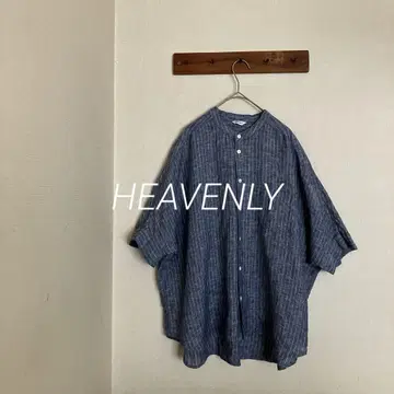 헤븐리 밴드 카라 린넨 100% 린넨 100% 돌먼 슬리브 블라우스 셔츠