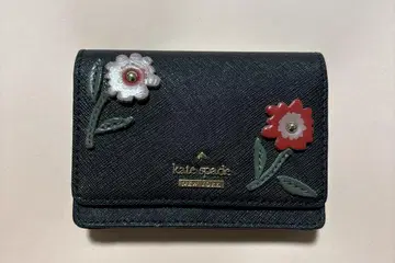 kate spade 꽃 장식 카드 케이스 블랙