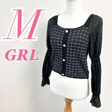 GRL 블랙 긴팔 가디건 M 사이즈 니트 트위드 예쁜 코디