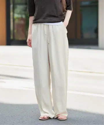 IENA 새틴 릴랙스 팬츠 시로 38
