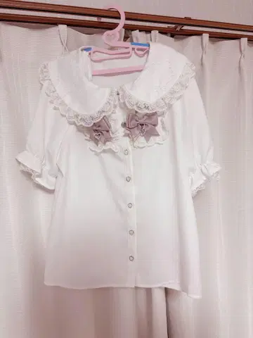 MARS 요크 리본 블라우스 화이트 핑크