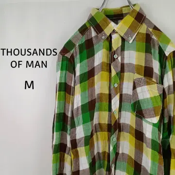 THOUSANDS OF MAN 긴팔 플란넬 셔츠 M 멀티 컬러 체크 무늬