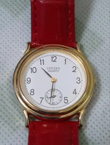 CITIZEN 쿼츠 시계 빨간색 가죽