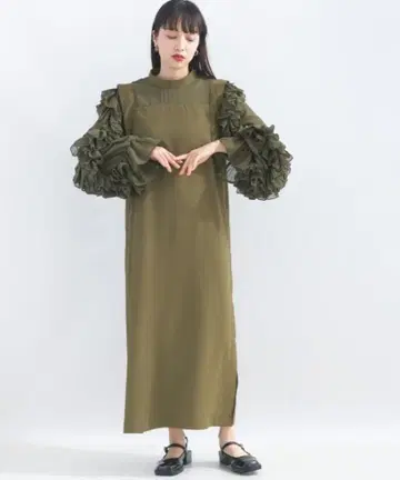 terrace 포멀 결혼식 프릴 시어 슬리브 원피스 미사용 새상품