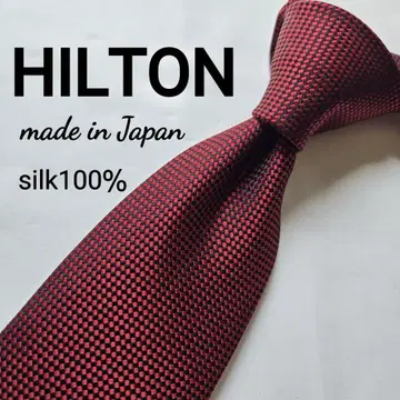 새상품급 HILTON 일본산 실크 100% 넥타이 빨간색 레드 무지