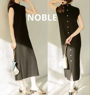 새상품급 Noble 노블 와이드 리브 슬리브리스 니트 원피스