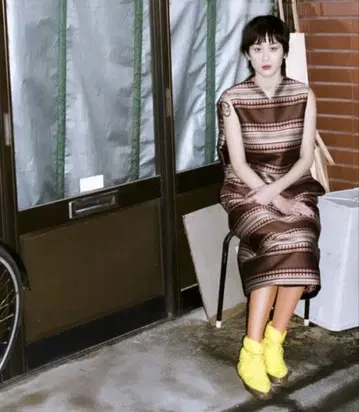 mame 마메쿠로구치 에스닉 패턴 자카드 드레스 원피스