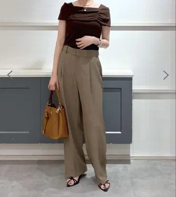 VIS 미이지 린넨 라이크 원턱 와이드 슬랙스 팬츠 S 사이즈