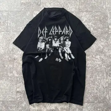 구제 의류 밴드 티셔츠 DEF LEPPARD 그래픽 티셔츠 블랙 블랙