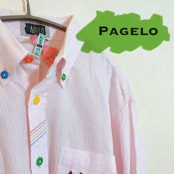 Pagelo 스트라이프 셔츠 핑크 M 사이즈
