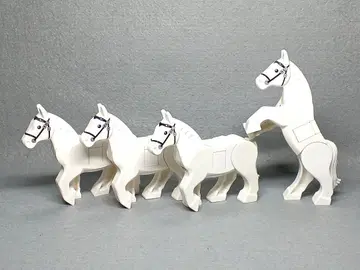 레고 신형 타입 관절 가동 화이트 말 4마리 미니 피규어