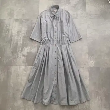 새상품급 마가렛 호웰 미니 깅엄 체크 롱 셔츠 원피스