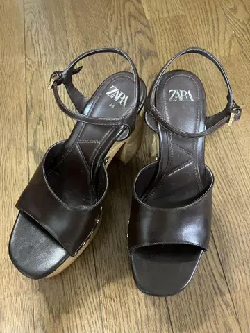 자라 다크 브라운 플랫폼 샌들 38