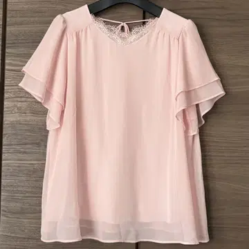 로즈 티아라 레이스 V 넥 소매 티어드 쉬폰 블라우스