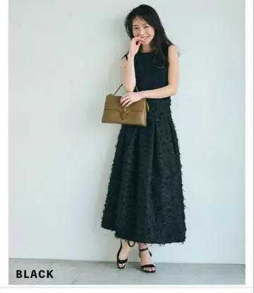 basement online 프린지 플레어 스커트 블랙 M