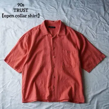 90s TRUST 오픈 카라 셔츠 린넨 레이온 오픈 카라 박스 구제 의류