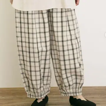 사만사 모스모스 면 린넨 평직 허리 절개 개더 벌룬 팬츠 아이보리