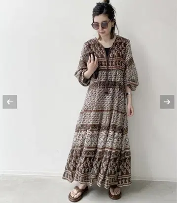 라빠르망 블루 보헴 프린티드 롱 드레스