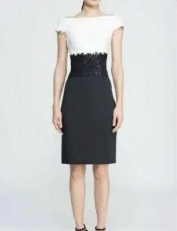 TADASHI SHOJI 무릎 기장 바이컬러 원피스